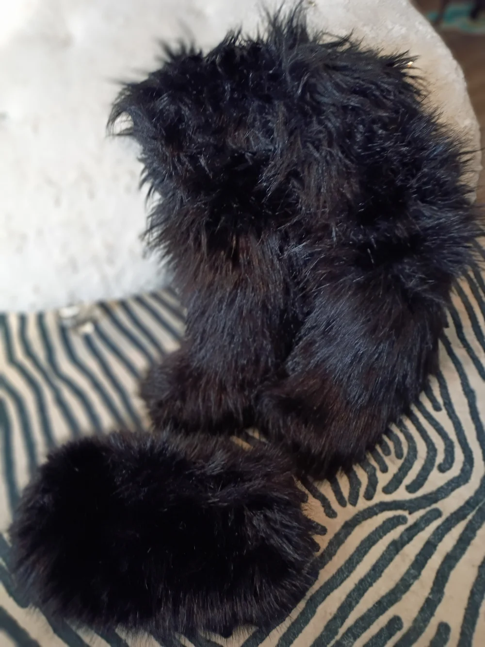Black Faux Fur Winter Mid-calf Boots /with Matching (Fox Fur Purse / Hand Muff)
